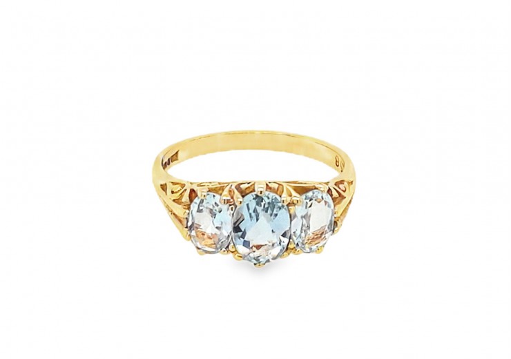 Pre-owned Vintage 9ct Gold Aquamarine Ring