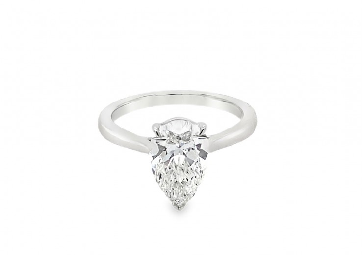 Platinum Pear Cut Lab Diamond Ring