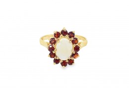 Pre-owned 9ct Gold Opal & Garnet Ring