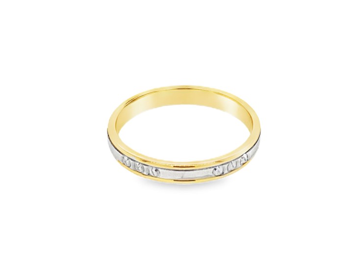 Pre-owned 18ct Yellow & White Gold Wedding Band