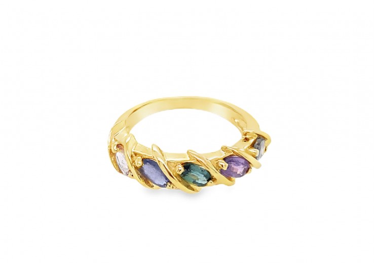 Pre-owned 9ct Gold Multi Gemstone Ring