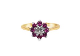 Pre-owned 18ct Yellow Gold Ruby & Diamond Floral Ring Pre-owned 18ct Yellow Gold Ruby & Diamond Floral Ring