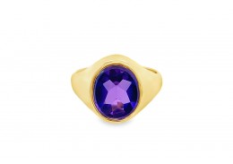 Pre-owned 9ct Gold Synthetic Stone Signet Ring