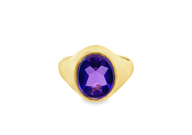 Pre-owned 9ct Gold Synthetic Stone Signet Ring
