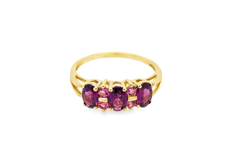 Pre-owned 9ct Yellow Gold Garnet & Tourmaline Ring
