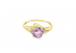 Pre-owned 9ct Gold Kunzite & Diamond Ring Pre-owned 9ct Gold Kunzite & Diamond Ring
