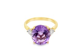 Pre-owned 14ct Rose Gold Amethyst & Diamond Ring Pre-owned 14ct Rose Gold Amethyst & Diamond Ring