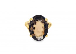 Pre-owned Vintage 9ct Gold Smoky Quartz Ring