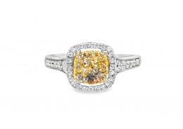 Pre-owned 18ct White Gold Yellow Diamond Cluster Ring