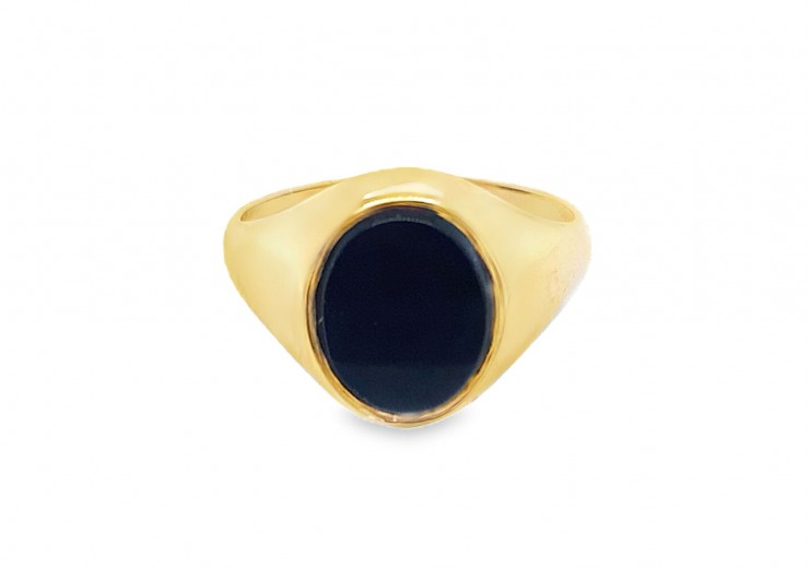 Pre-owned 9ct Yellow Gold & Onyx Signet Ring