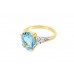 Pre-owned 18ct Yellow Gold Blue Topaz & Diamond Ring