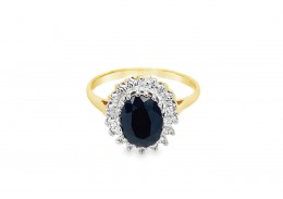 Pre-owned 9ct Yellow Gold Sapphire & Diamond Ring