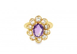 Pre-owned 9ct Gold Amethyst & Pearl Ring Pre-owned 9ct Gold Amethyst & Pearl Ring