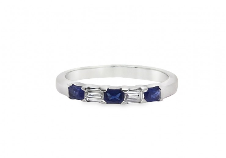 Pre-owned 18ct White Gold Sapphire & Diamond Eternity Ring