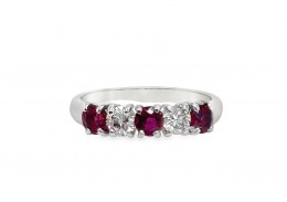 Pre-owned 18ct White Gold Ruby & Diamond Eternity Ring