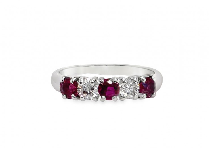 Pre-owned 18ct White Gold Ruby & Diamond Eternity Ring