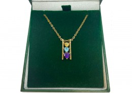 Pre-owned 9ct Yellow Gold Amethyst, Citrine & Blue Topaz Necklace