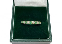 9ct Yellow Gold Emerald & Cubic Zirconia Eternity Ring