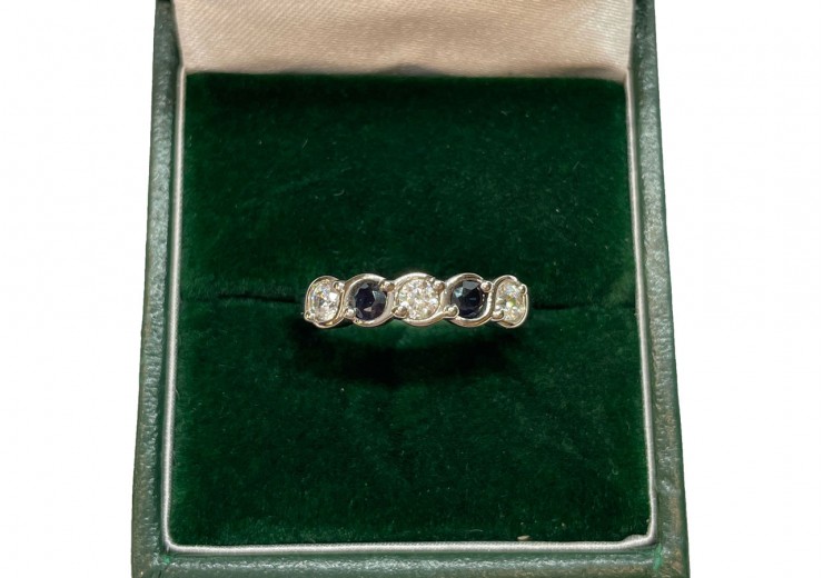 9ct White Gold Sapphire & Cubic Zirconia Eternity Ring