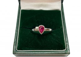18ct White Gold Pear Cut Ruby Ring